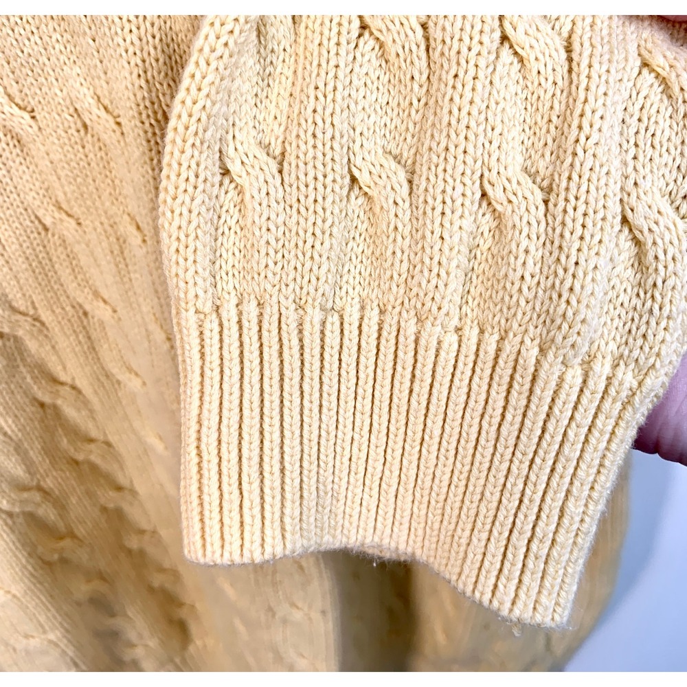 John Galt California Cable Knit Sweater Pale Lemon Yellow Crew Neck / One Size - Picture 10 of 14